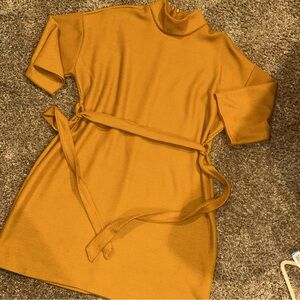 Primark Women’s Mustard Yellow Rubbed Short Sleeve Dress Sz 16